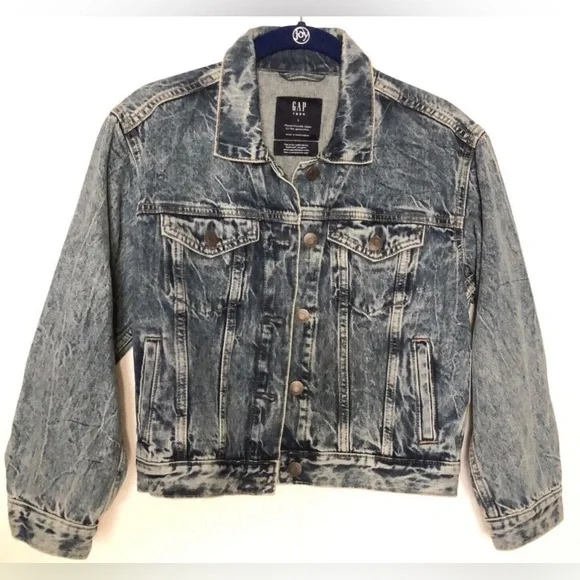 NWT Gap Teens Medium Washed Oversized Denim Jacket Size Large 10.